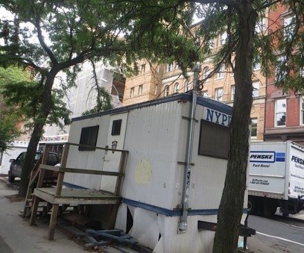 NYPD trailer previously outside Washington Square Park