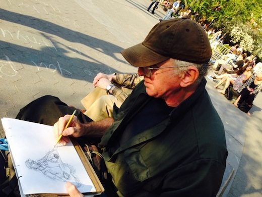 Artist Jon Rettich draws Sheriff Bob Washington Square Park