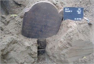 Tombstone from 1799 discovered 2009 park construction