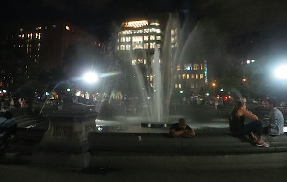 Washington Square Park Fountain at Night