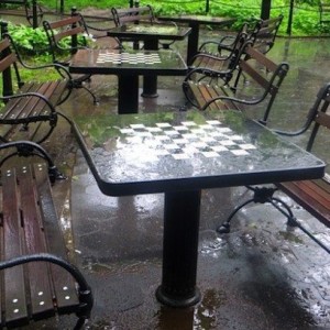 empty chess tables washington square park