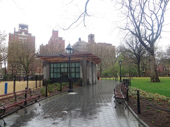 Photo shortly after completion Washington Square Park bathroom building