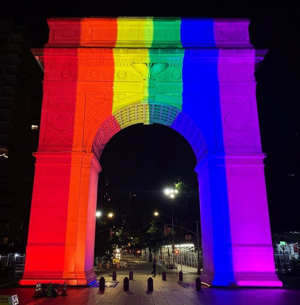 Washington Square Arch in Pride Colors